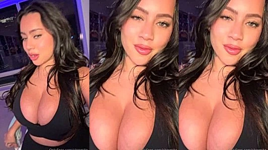 hot latina Chromazz teasing her deep cleavage in the room