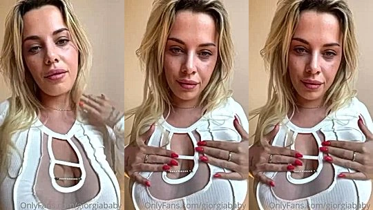 blonde babe giorgiababy sensual teasing her huge mommy milkers