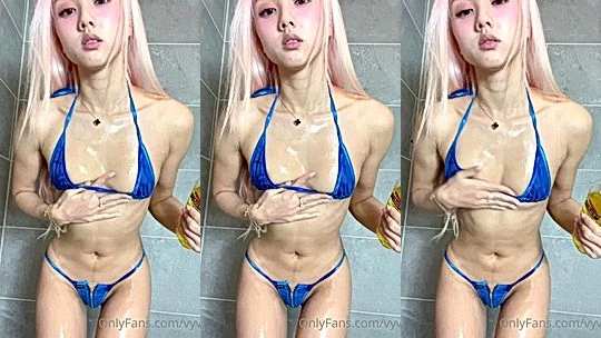 korean teen Vyvan Le washing up her hot body in the shower