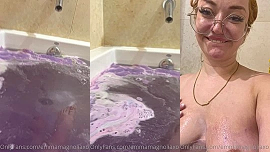 Emma Magnolia playing with her wet tits in the tub