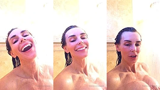 Tanya Tate teasing her wet tits in the shower