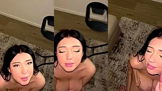 Layla Dream on her knees yearning for a big facial