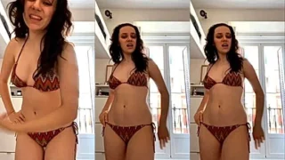 Dafne Keen showing off her newly bought bikini