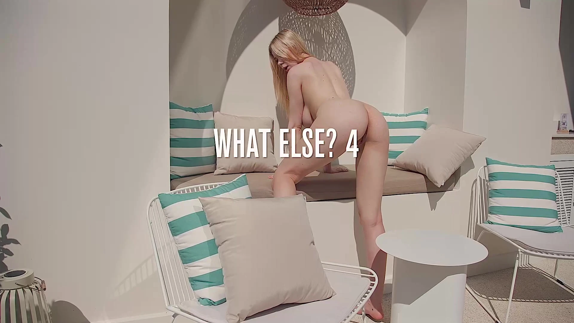 blonde chick Nastya Xolod sensual teasing her naked ass and pussy